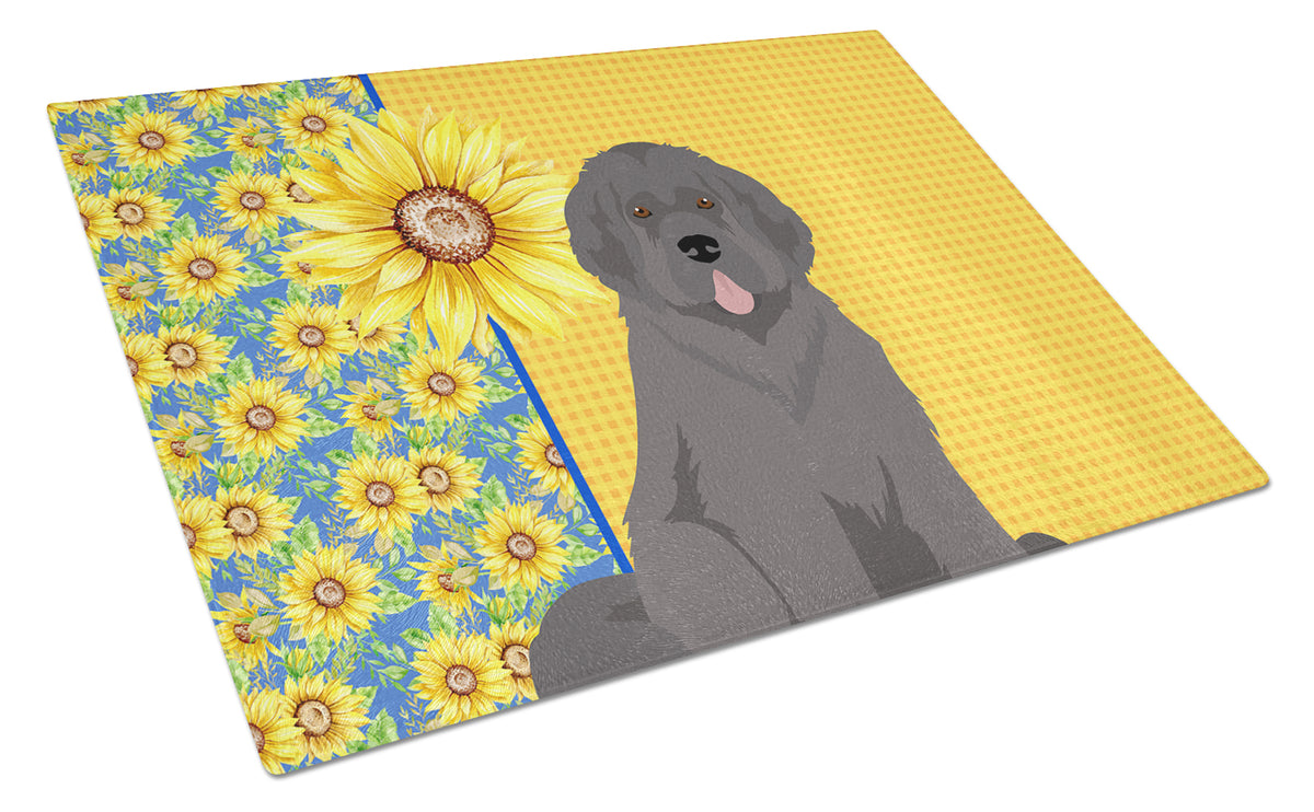 Buy this Summer Sunflowers Grey Newfoundland Glass Cutting Board Large