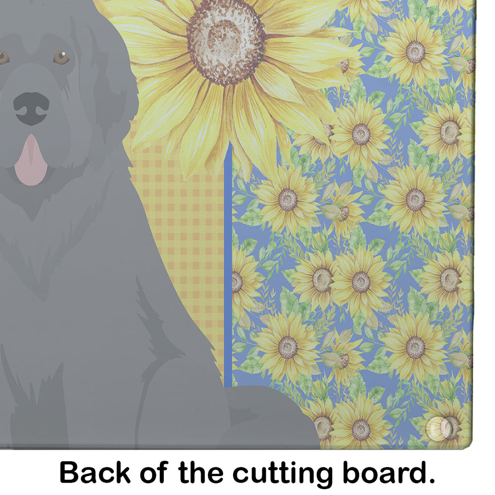 Summer Sunflowers Grey Newfoundland Glass Cutting Board Large - the-store.com