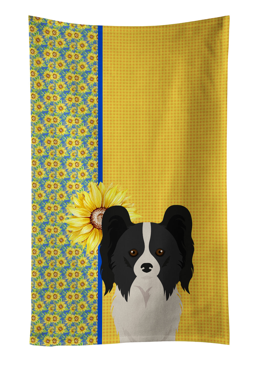 Buy this Summer Sunflowers Black and White Papillon Kitchen Towel