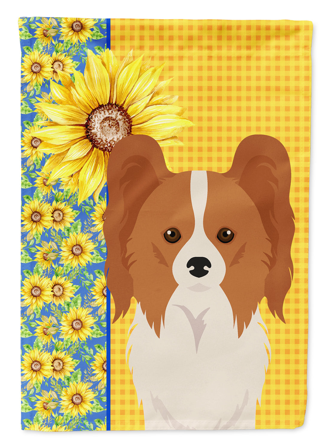 Summer Sunflowers Red and White Papillon Flag Garden Size  the-store.com.