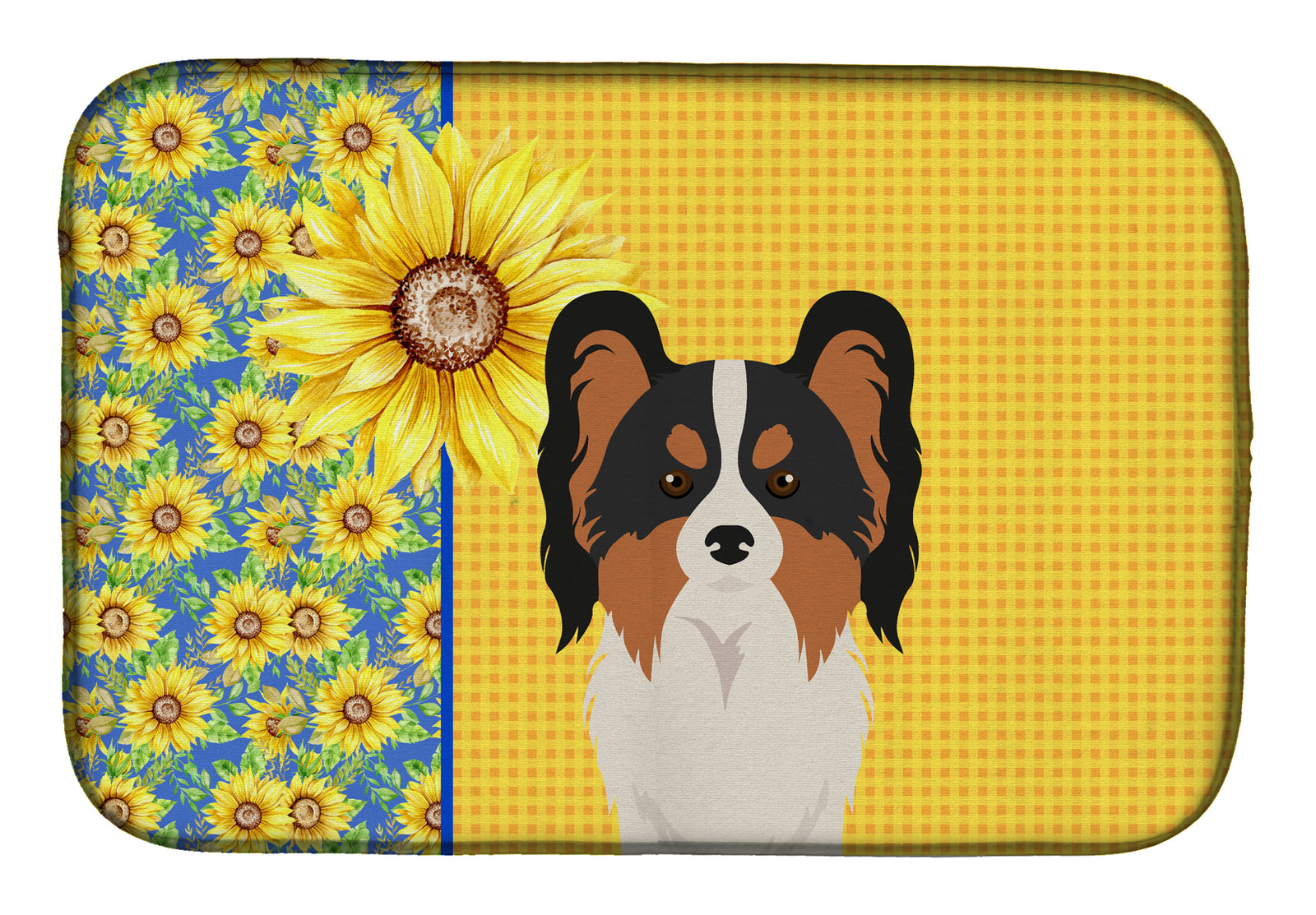 Summer Sunflowers Tricolor Papillon Dish Drying Mat  the-store.com.