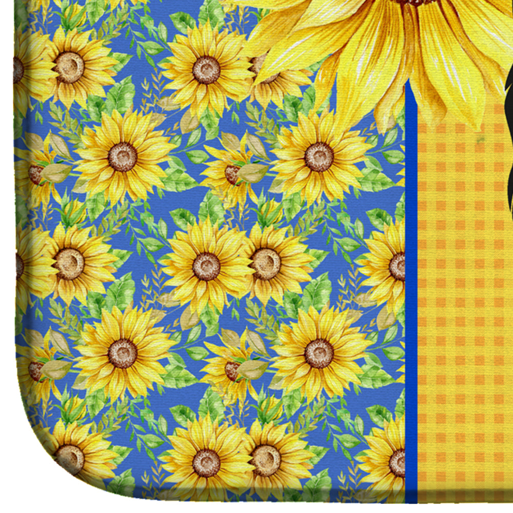 Summer Sunflowers Tricolor Papillon Dish Drying Mat