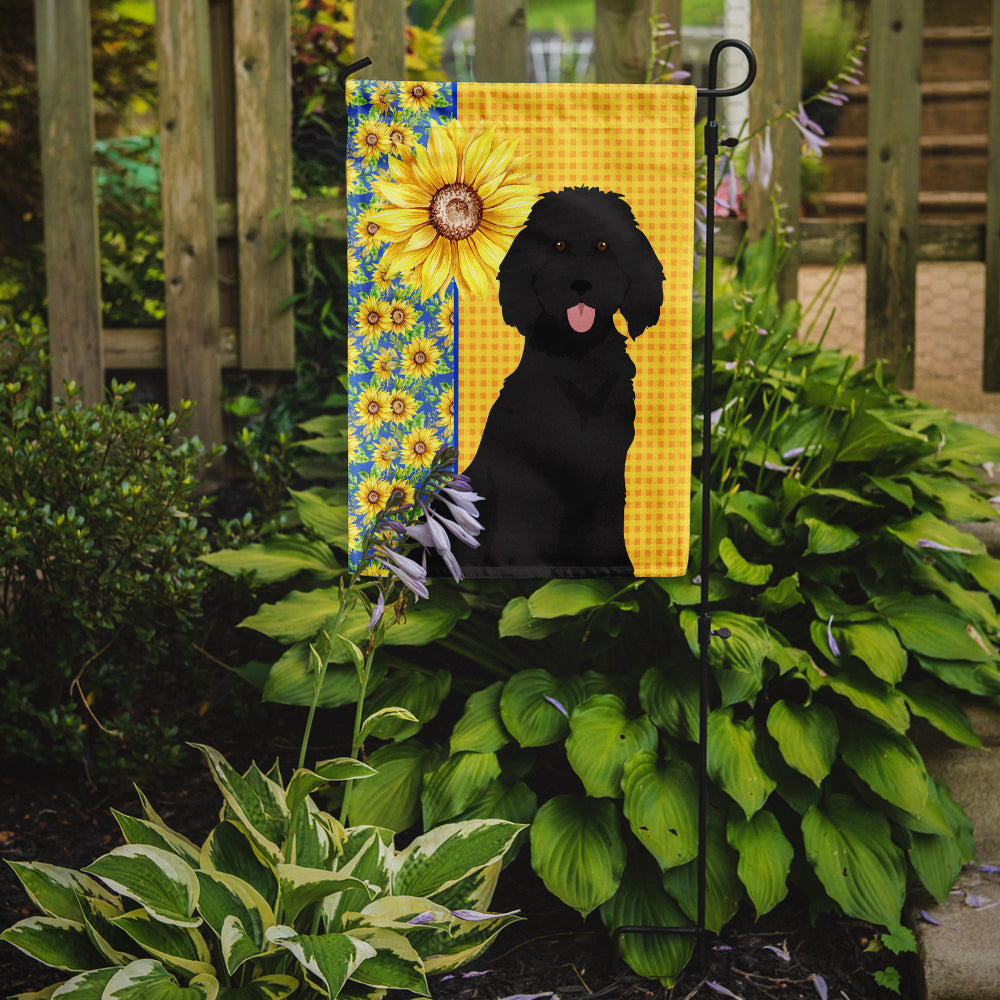 Caroline's Treasures Summer Sunflowers Standard Black Poodle Garden Flag – Decorative Outdoor Yard Flag