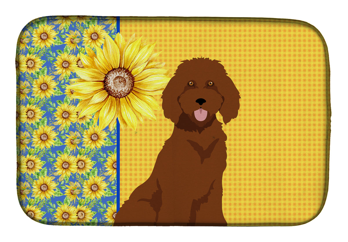 Summer Sunflowers Standard Red Poodle Dish Drying Mat