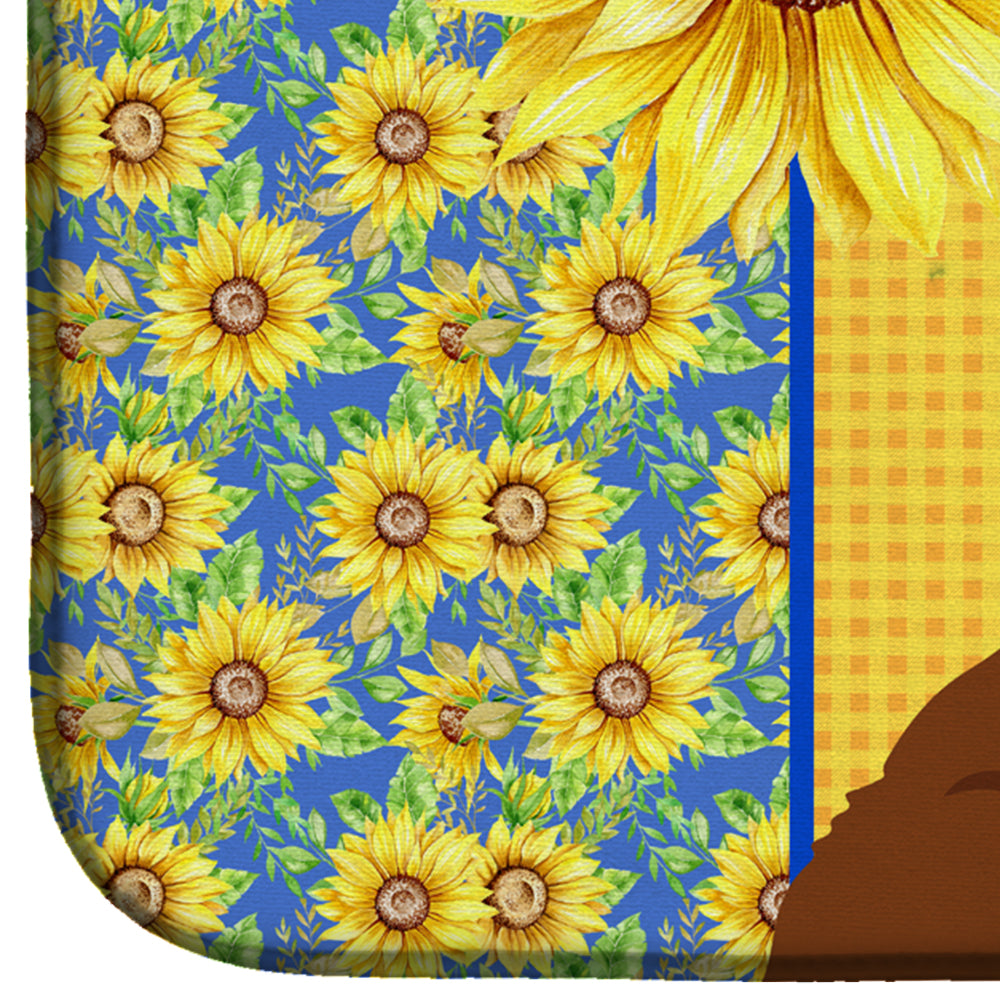 Summer Sunflowers Standard Red Poodle Dish Drying Mat