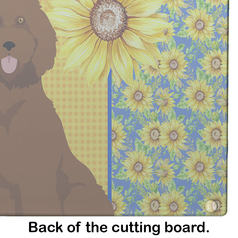 Summer Sunflowers Standard Red Poodle Glass Cutting Board Large - the-store.com