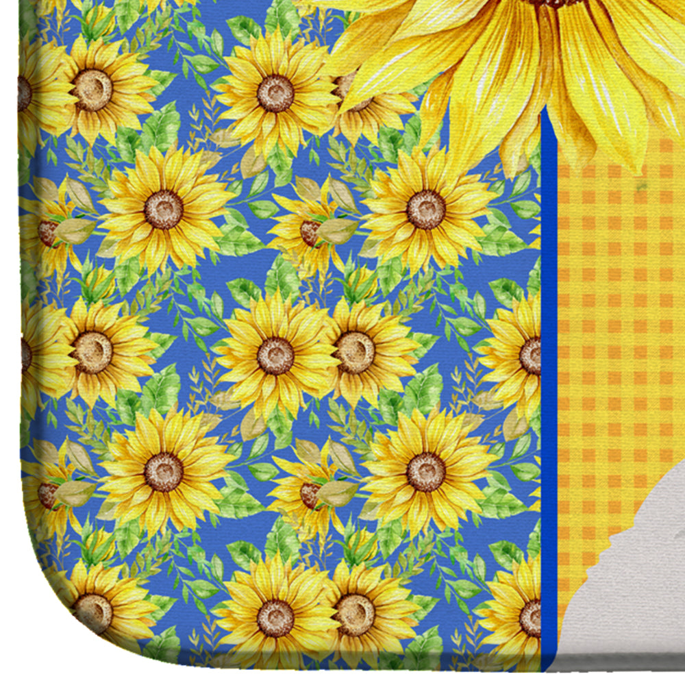 Summer Sunflowers Standard White Poodle Dish Drying Mat