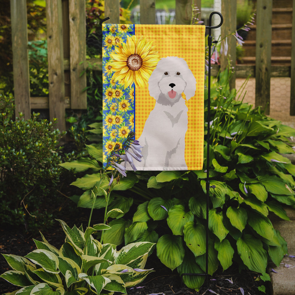 Summer Sunflowers Standard White Poodle Flag Garden Size  the-store.com.