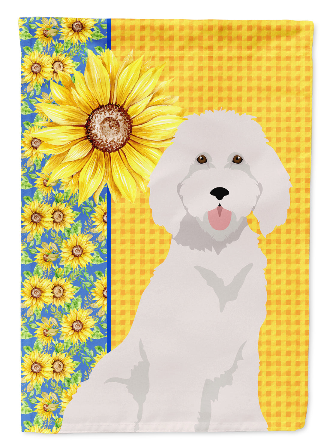 Summer Sunflowers Standard White Poodle Flag Garden Size  the-store.com.