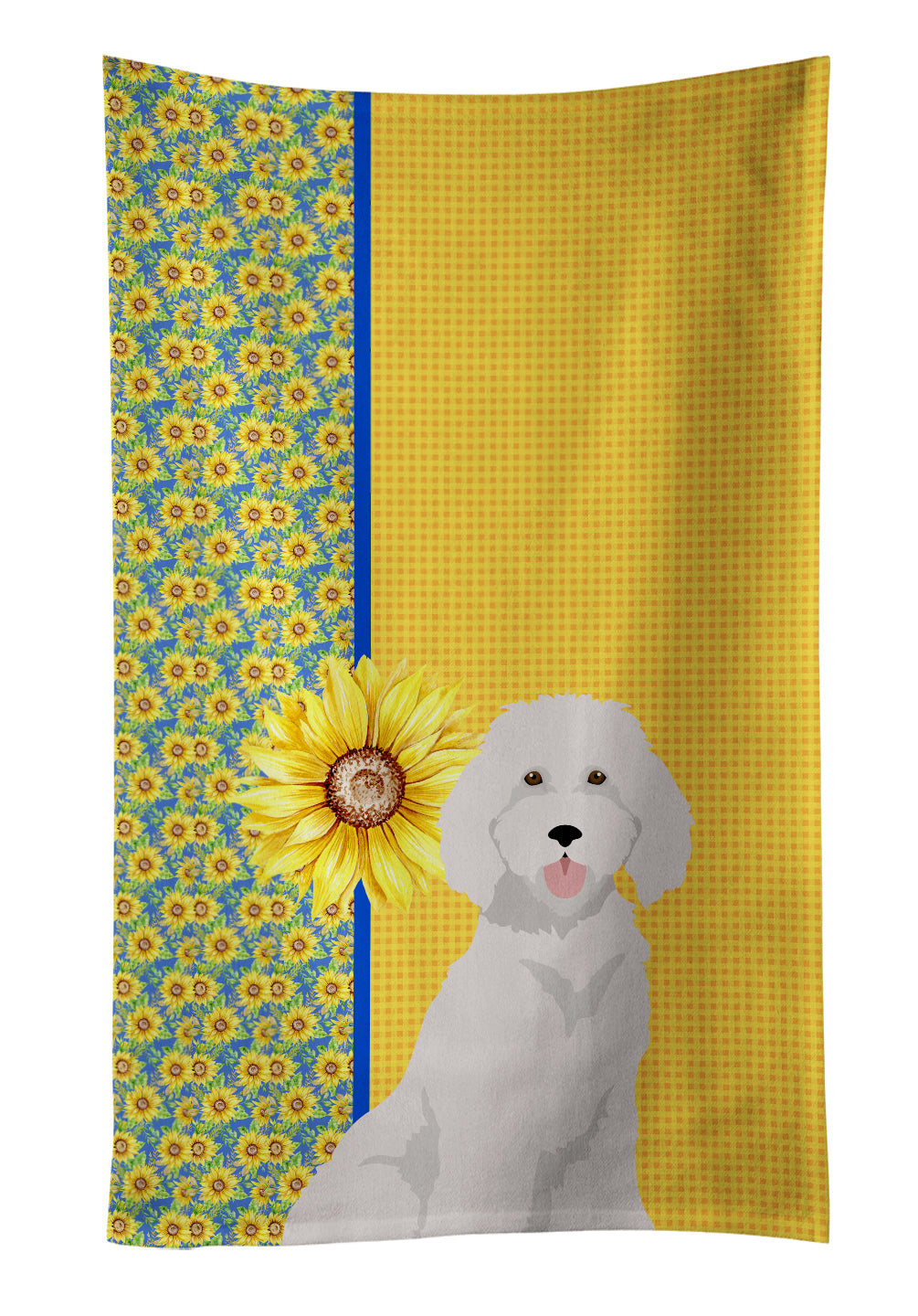 Buy this Summer Sunflowers Standard White Poodle Kitchen Towel