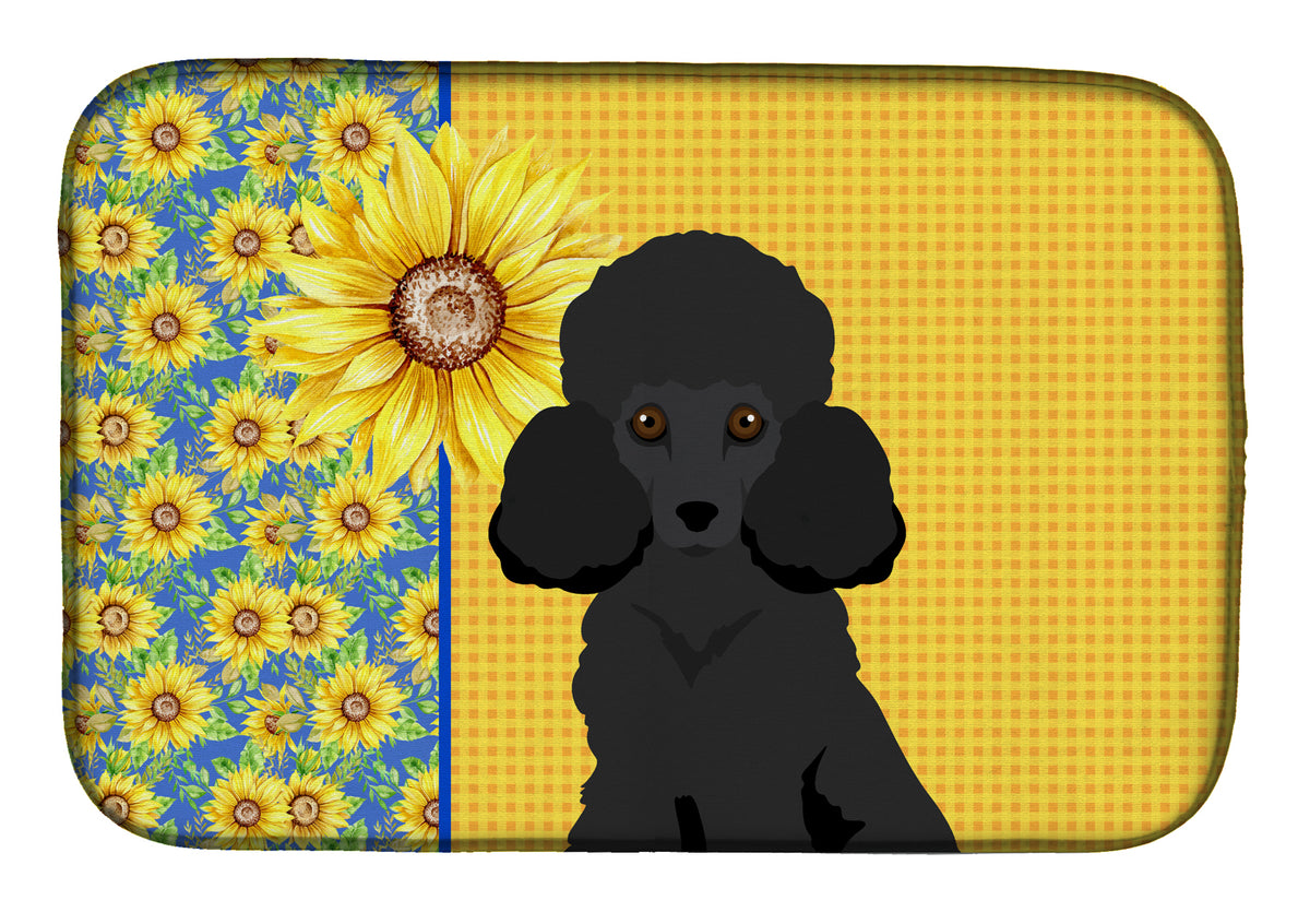 Summer Sunflowers Toy Black Poodle Dish Drying Mat