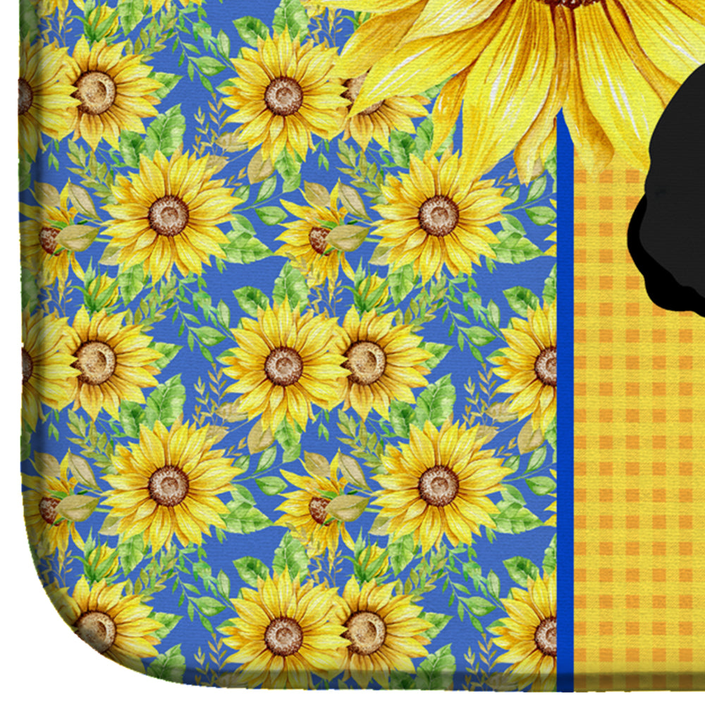 Summer Sunflowers Toy Black Poodle Dish Drying Mat