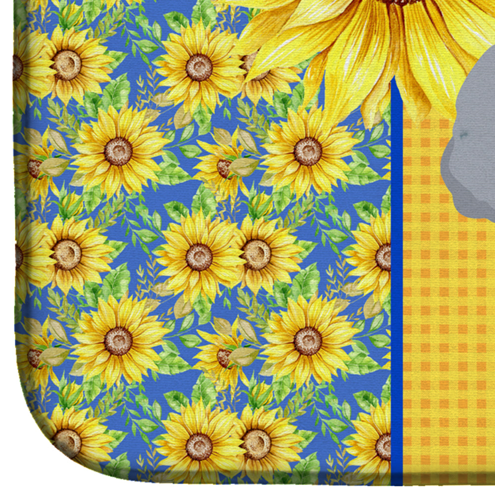 Summer Sunflowers Toy Silver Poodle Dish Drying Mat