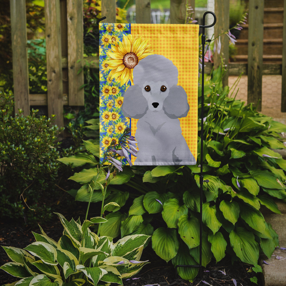 Caroline's Treasures Summer Sunflowers Toy Silver Poodle Garden Flag – Decorative Outdoor Yard Flag