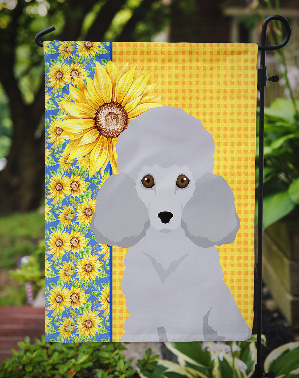 Caroline's Treasures Summer Sunflowers Toy Silver Poodle Garden Flag – Decorative Outdoor Yard Flag