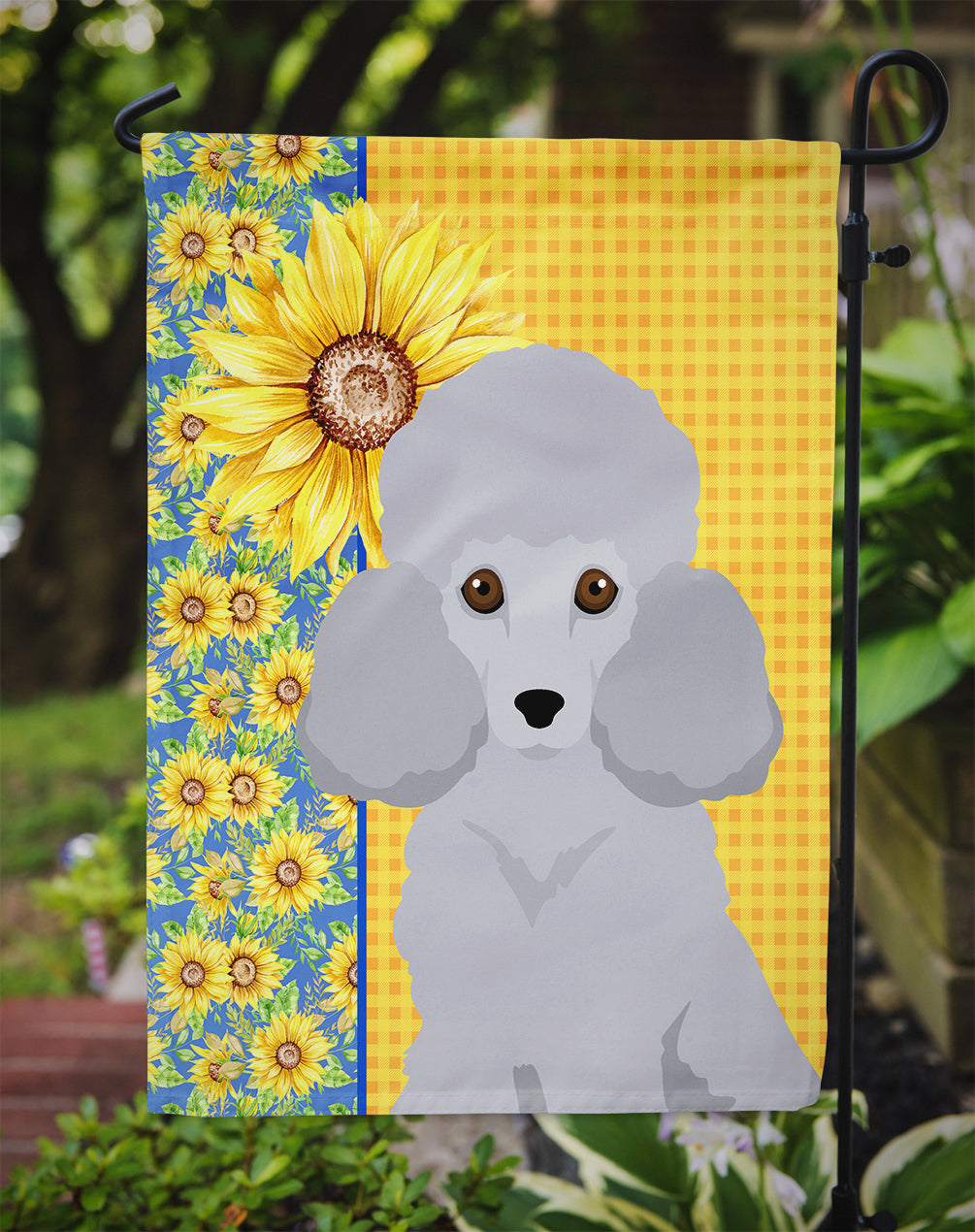Summer Sunflowers Toy Silver Poodle Flag Garden Size  the-store.com.