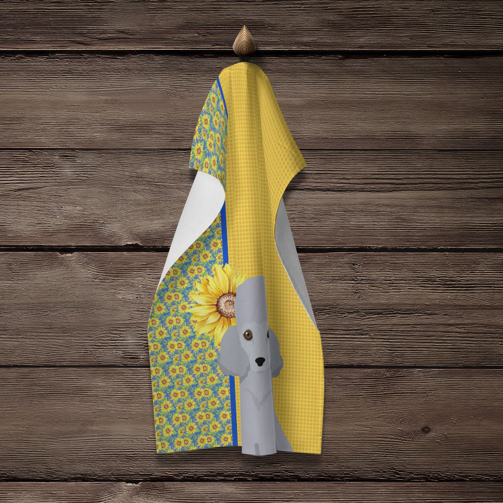 Summer Sunflowers Toy Silver Poodle Kitchen Towel - the-store.com