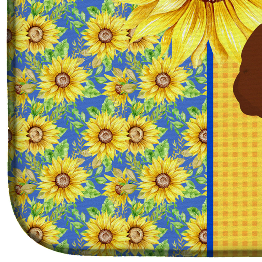 Summer Sunflowers Toy Red Poodle Dish Drying Mat  the-store.com.