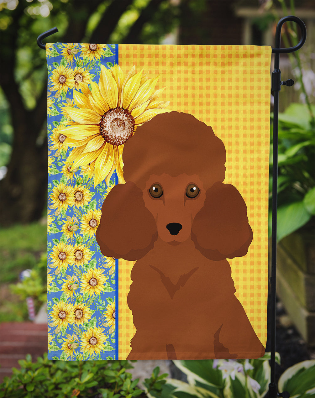 Summer Sunflowers Toy Red Poodle Flag Garden Size  the-store.com.