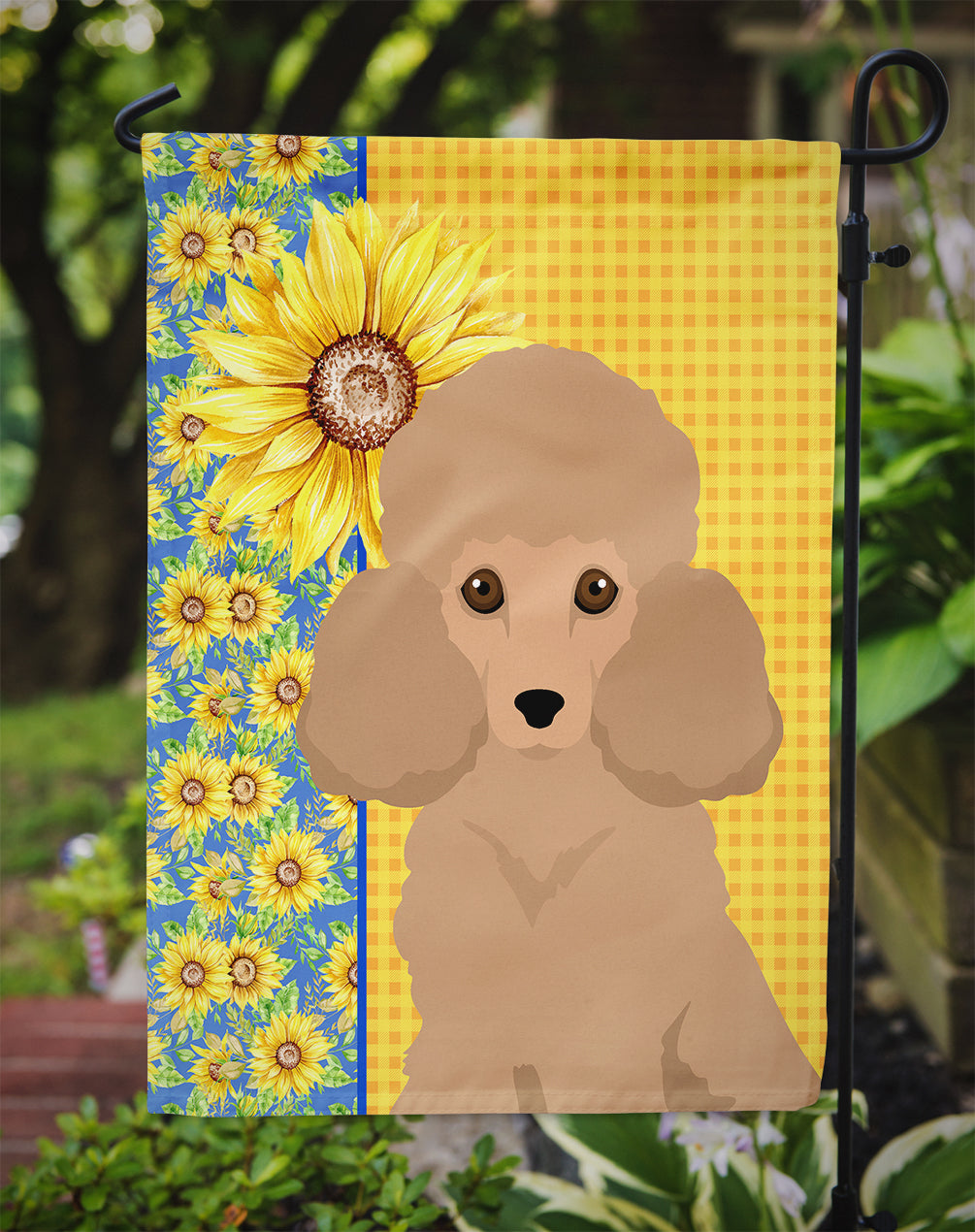 Caroline's Treasures Summer Sunflowers Toy Apricot Poodle Garden Flag – Decorative Outdoor Yard Flag