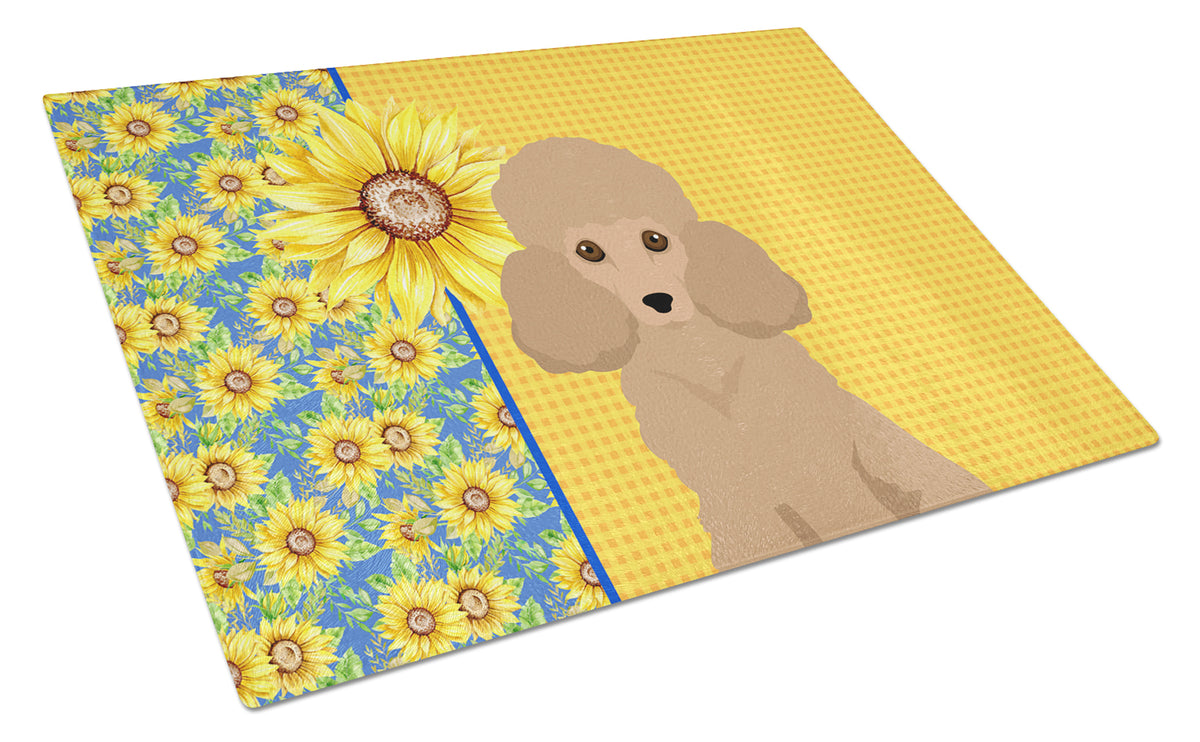 Buy this Summer Sunflowers Toy Apricot Poodle Glass Cutting Board Large