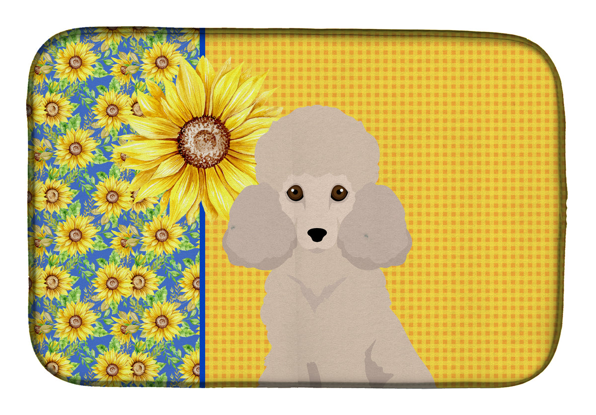 Summer Sunflowers Toy Cream Poodle Dish Drying Mat  the-store.com.