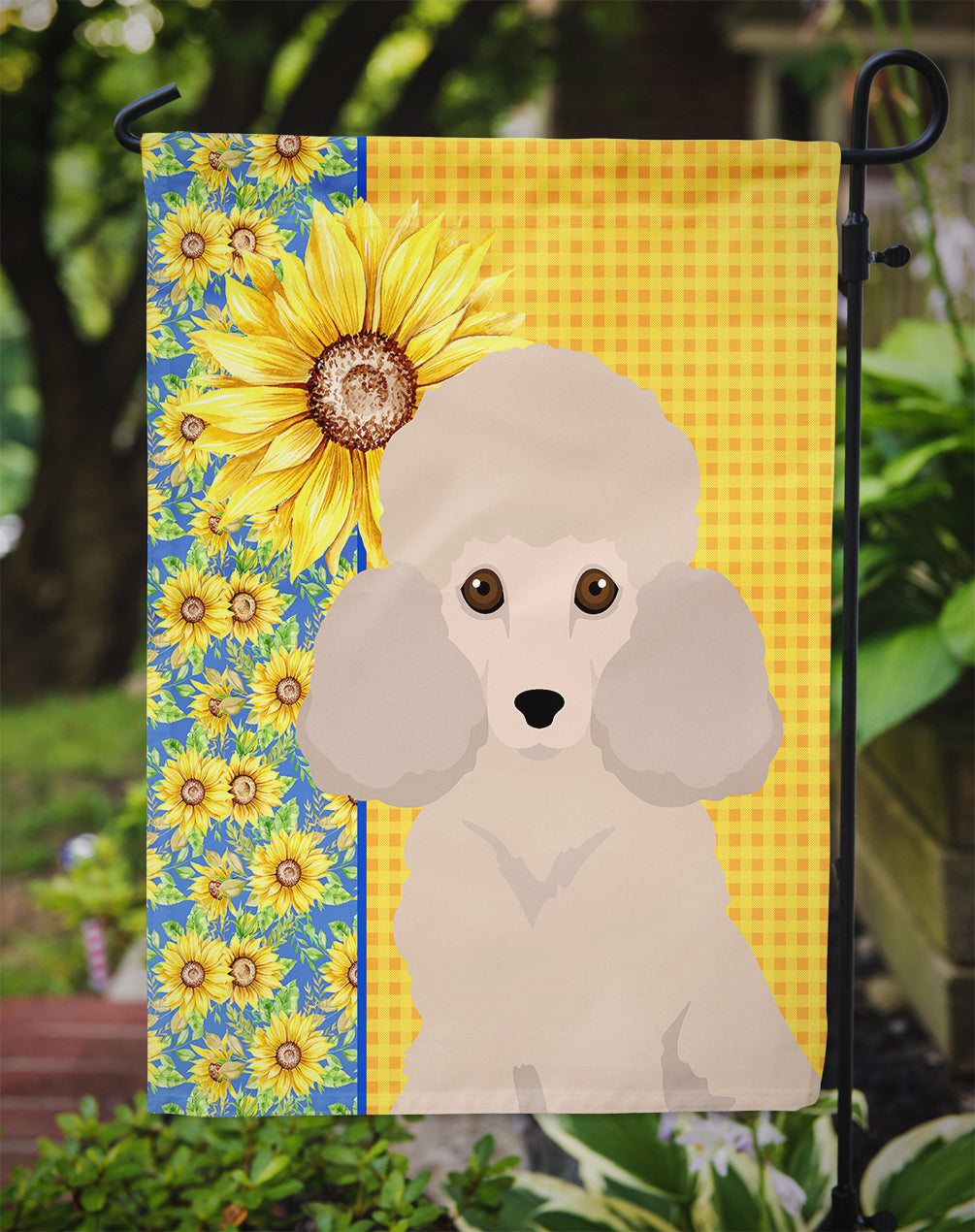 Summer Sunflowers Toy Cream Poodle Flag Garden Size  the-store.com.