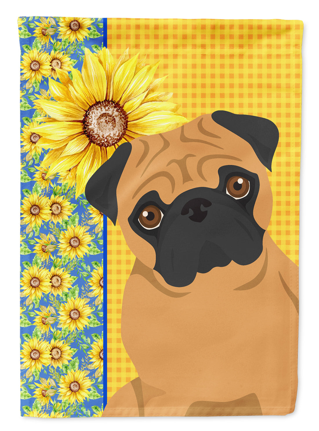 Caroline's Treasures Summer Sunflowers Apricot Pug Garden Flag – Decorative Outdoor Yard Flag