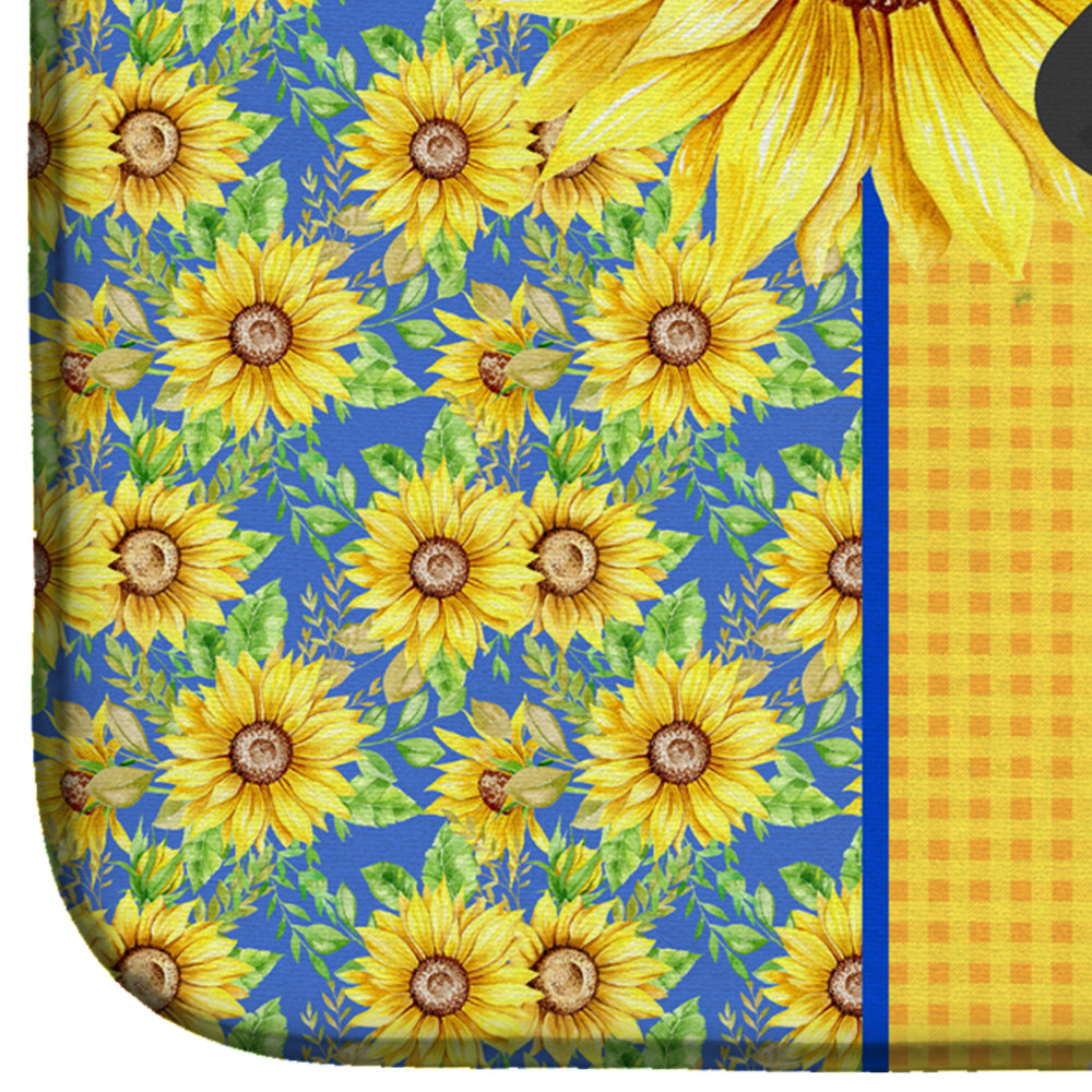 Summer Sunflowers Fawn Pug Dish Drying Mat