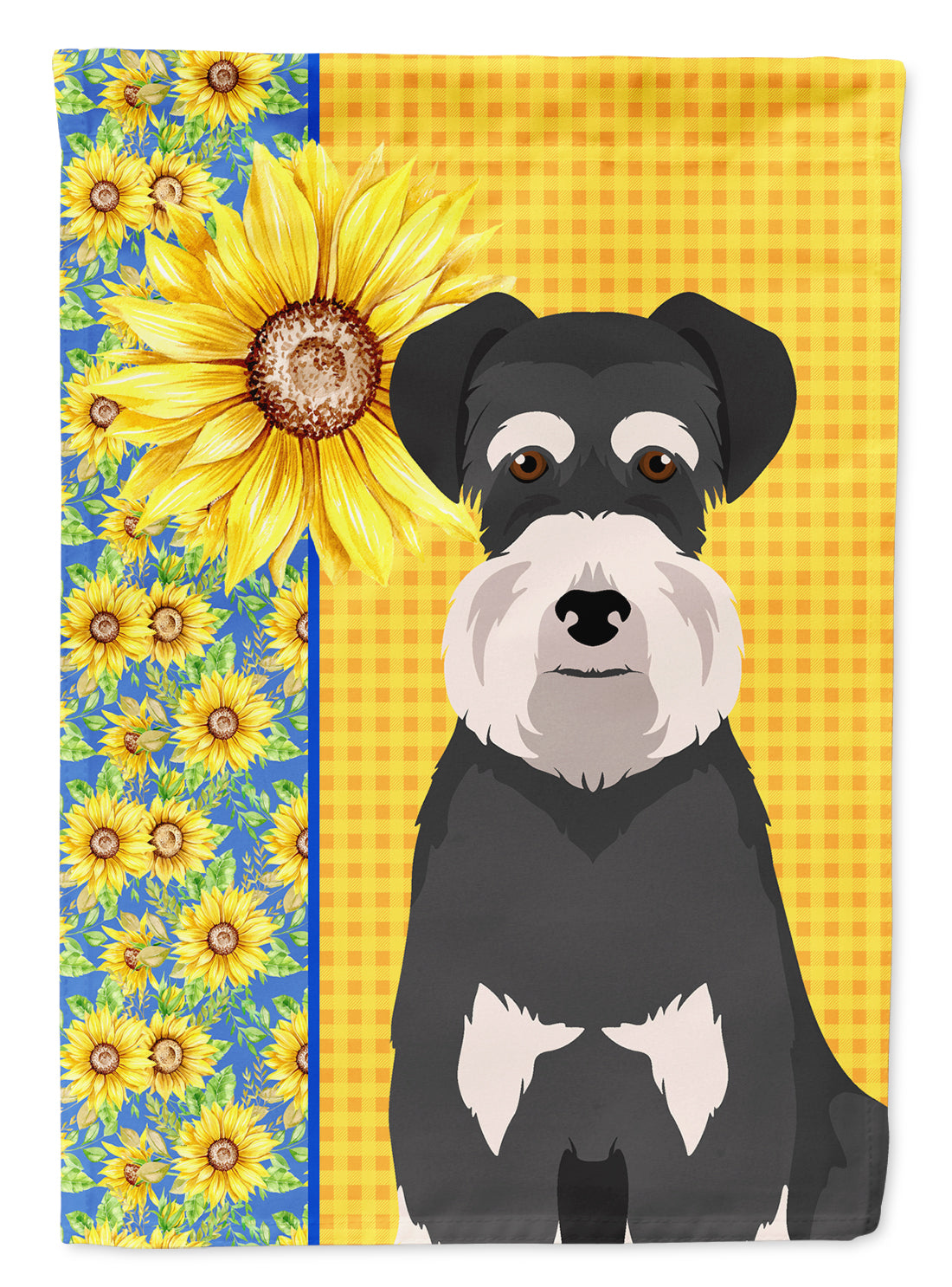 Summer Sunflowers Black and Silver Natural Ears Schnauzer Flag Garden Size  the-store.com.
