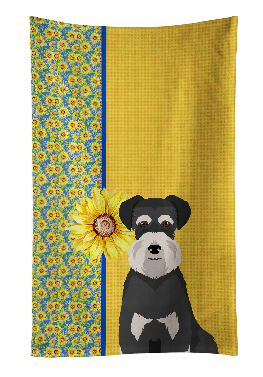 Buy this Summer Sunflowers Black and Silver Natural Ears Schnauzer Kitchen Towel