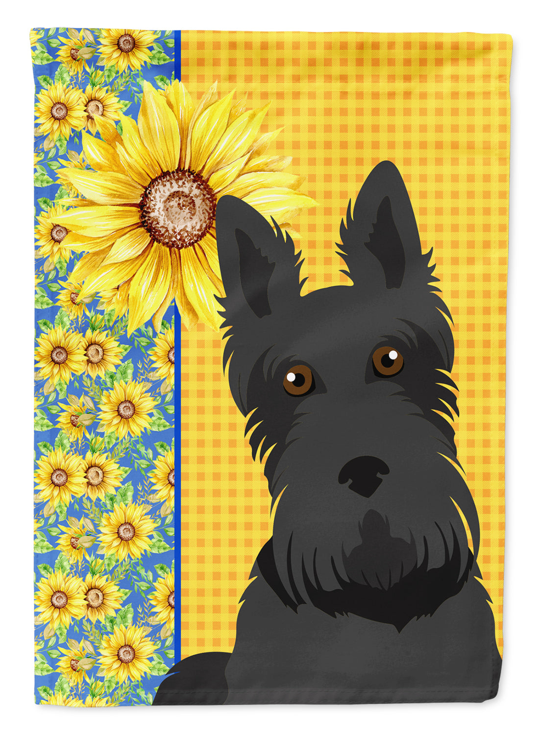 Summer Sunflowers Black Scottish Terrier Flag Garden Size