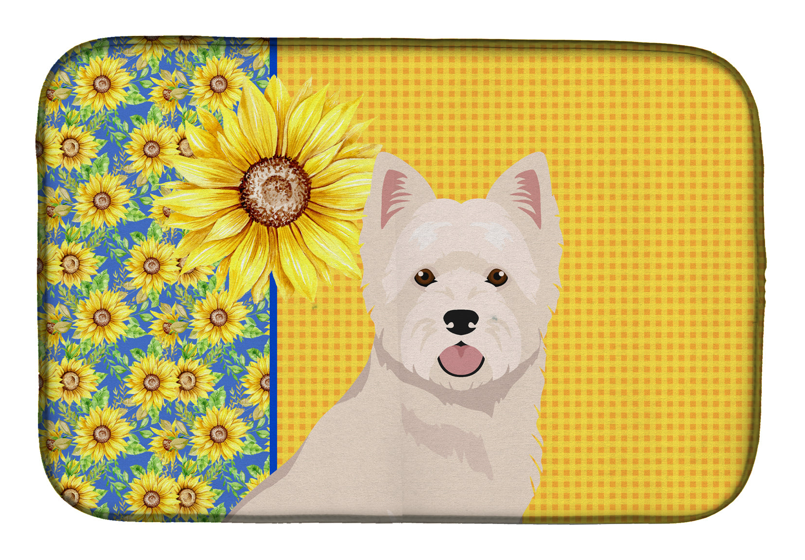 Summer Sunflowers Westie West Highland White Terrier Dish Drying Mat  the-store.com.