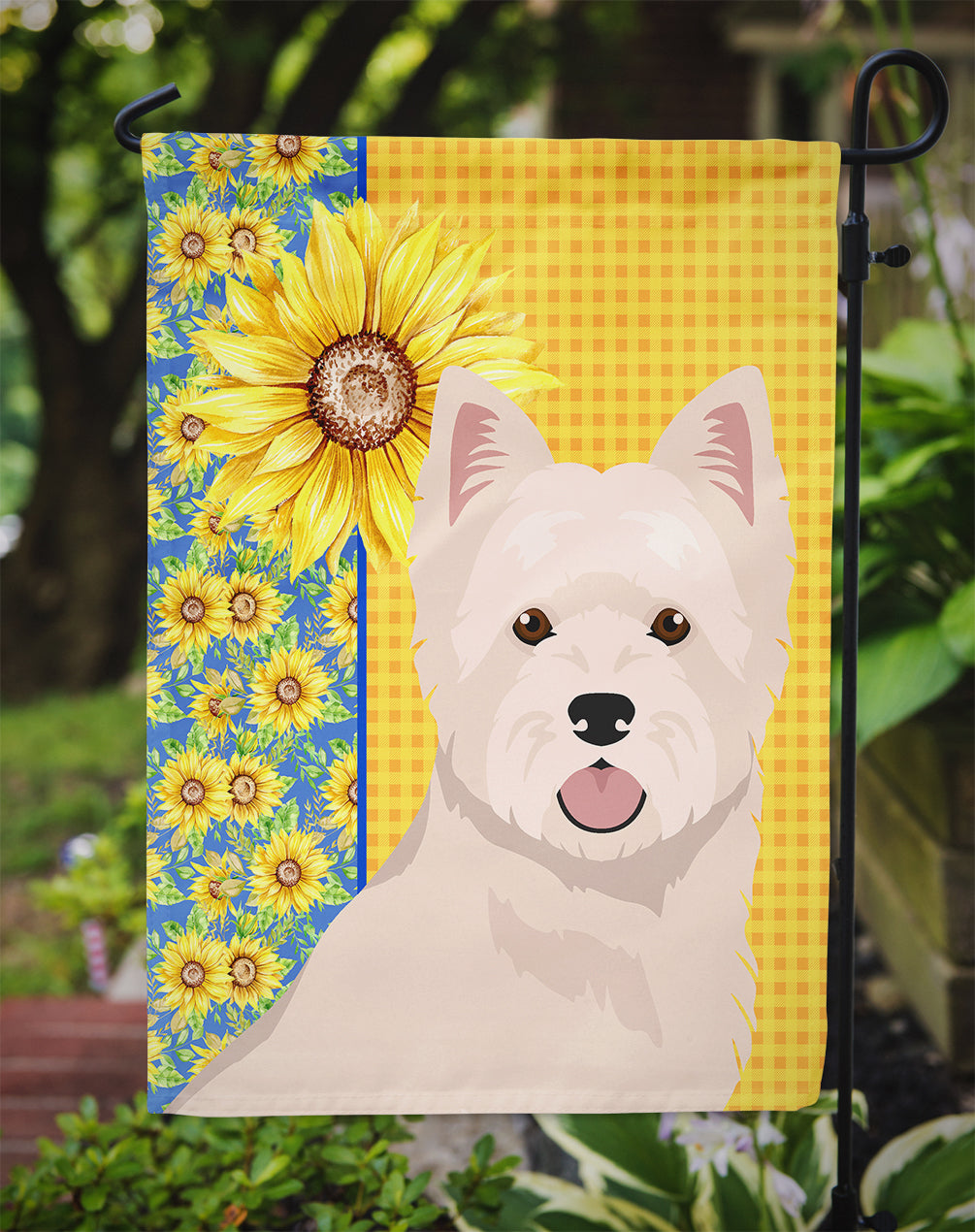 Summer Sunflowers Westie West Highland White Terrier Flag Garden Size