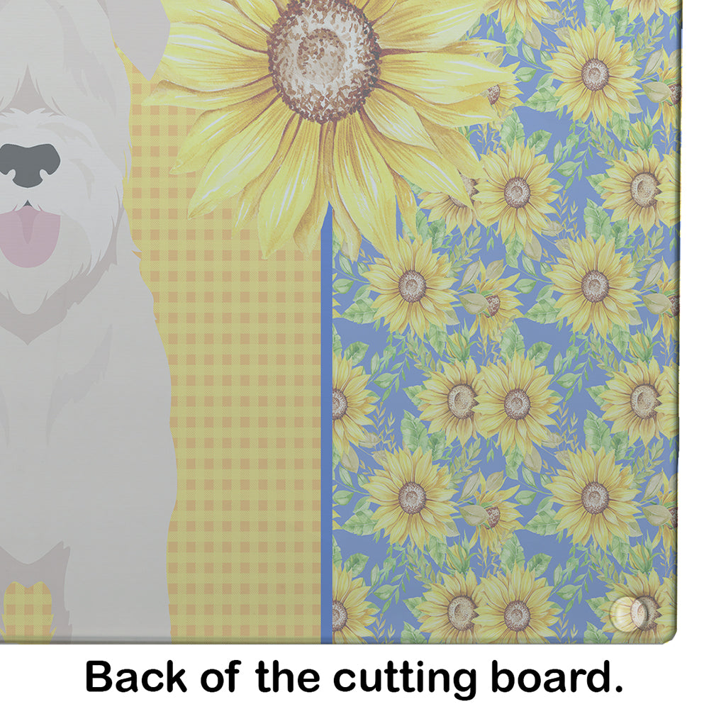 Summer Sunflowers Soft Coated Wheaten Terrier Glass Cutting Board Large - the-store.com