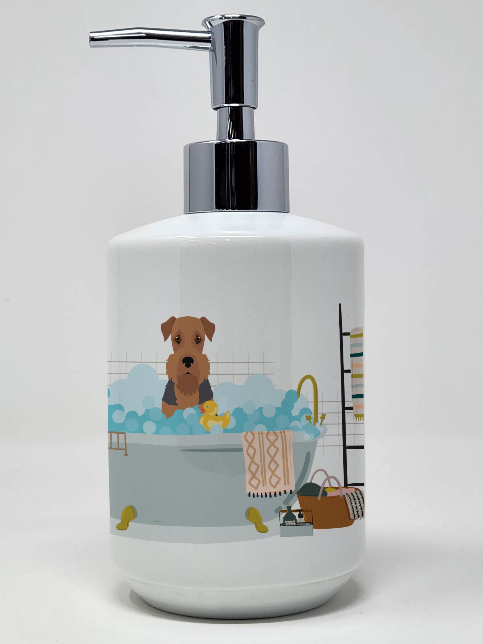 Buy this Grizzle and Tan Airedale Terrier Ceramic Soap Dispenser
