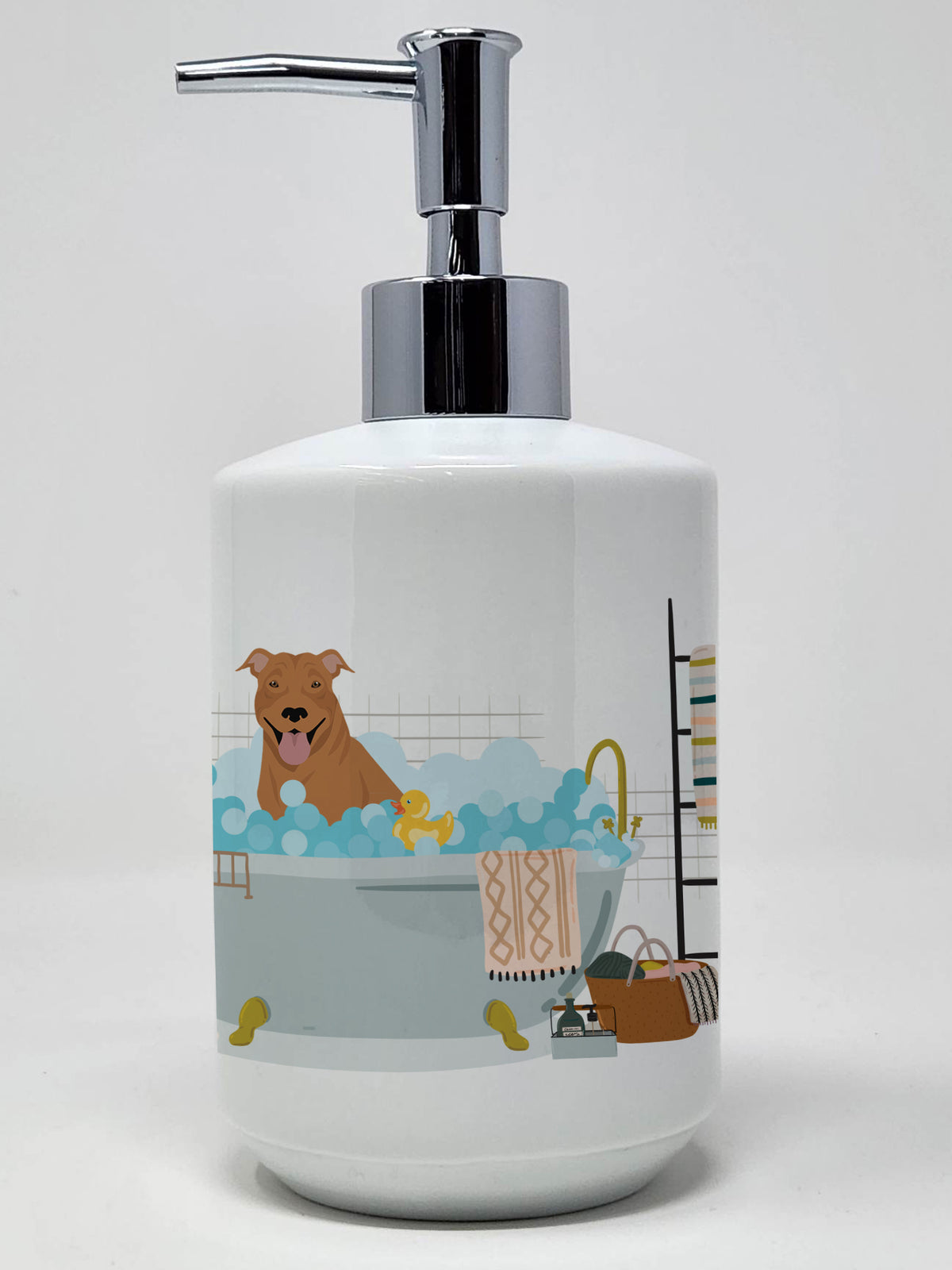 Buy this Red Pit Bull Terrier Ceramic Soap Dispenser