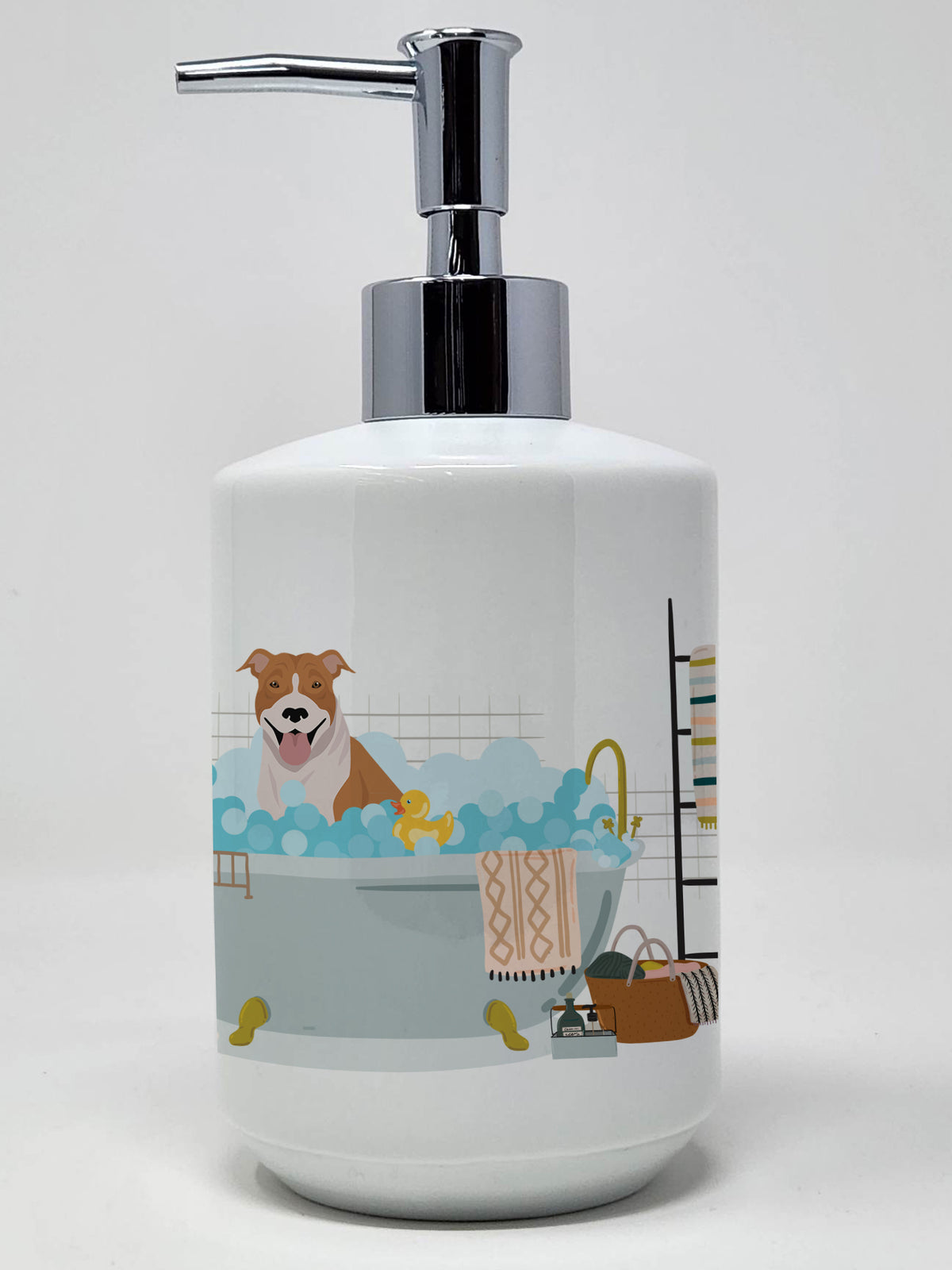 Buy this Red and White Pit Bull Terrier Ceramic Soap Dispenser