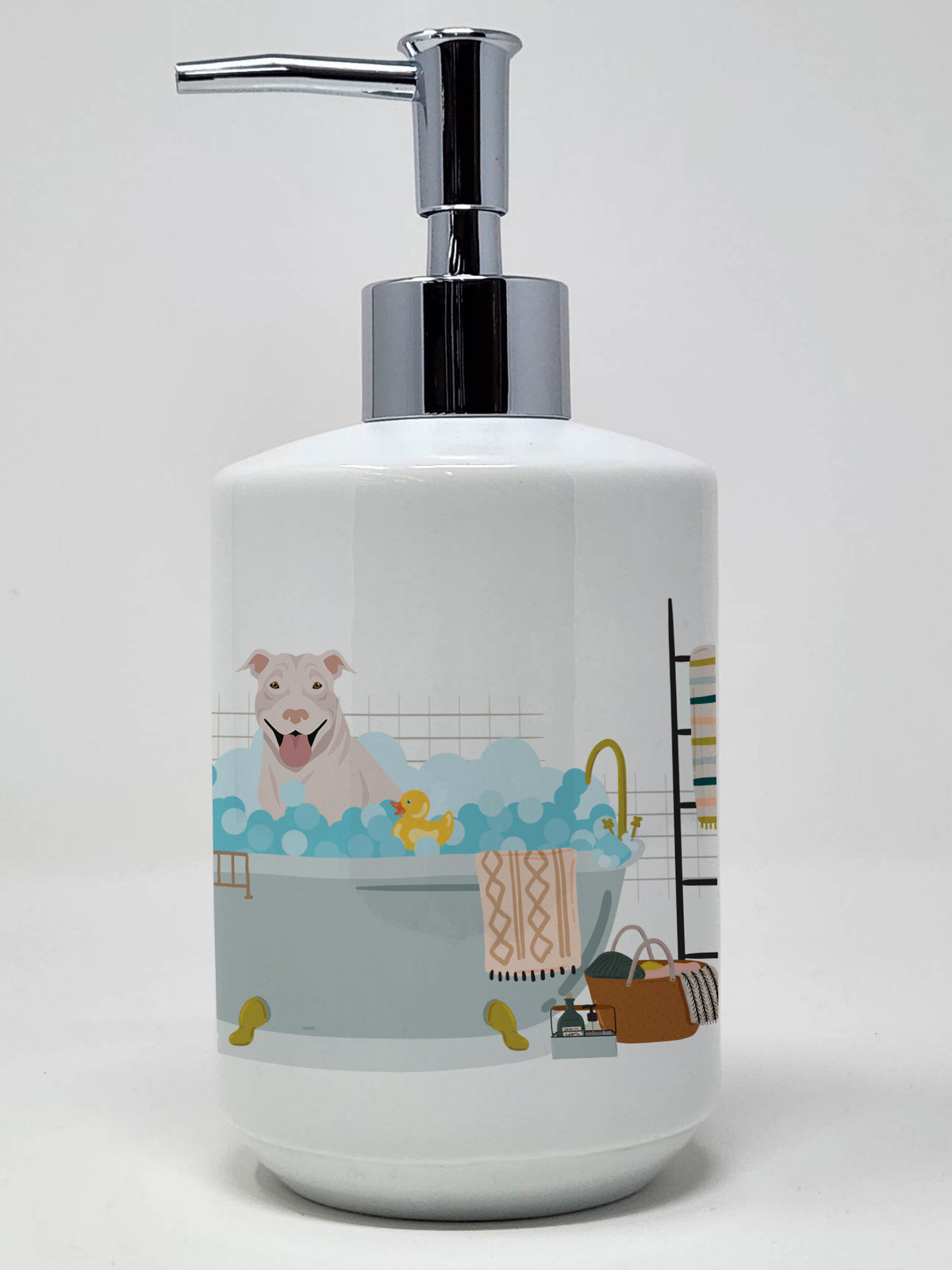 Buy this White Pit Bull Terrier Ceramic Soap Dispenser