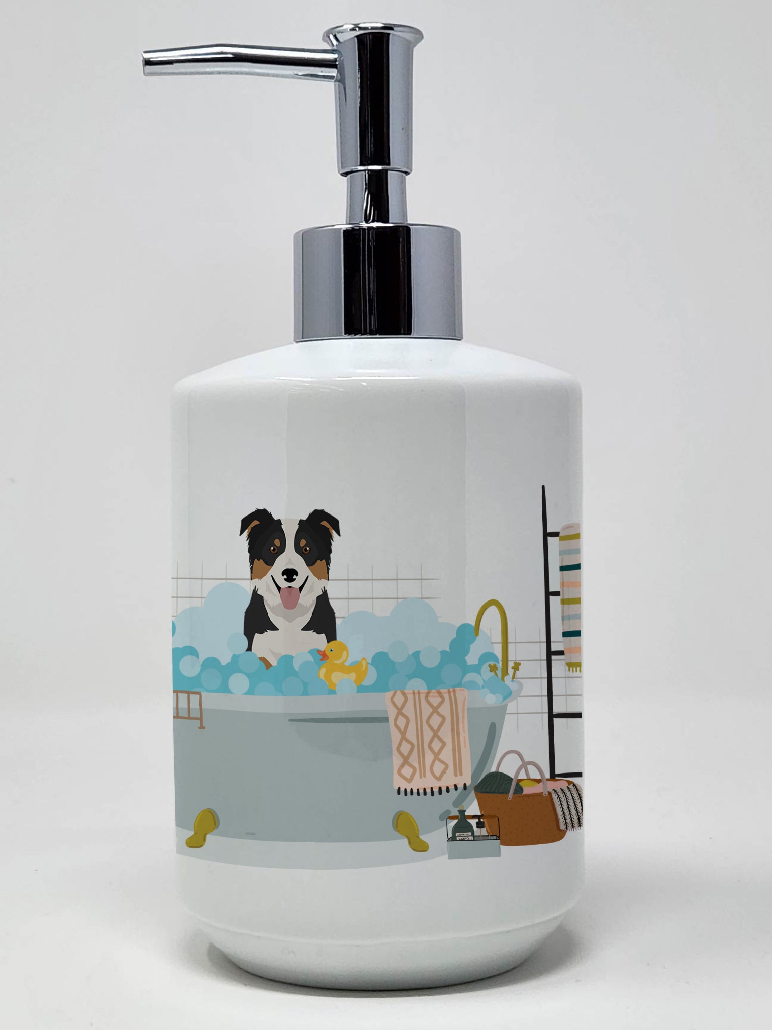 Buy this Tricolor Border Collie Ceramic Soap Dispenser