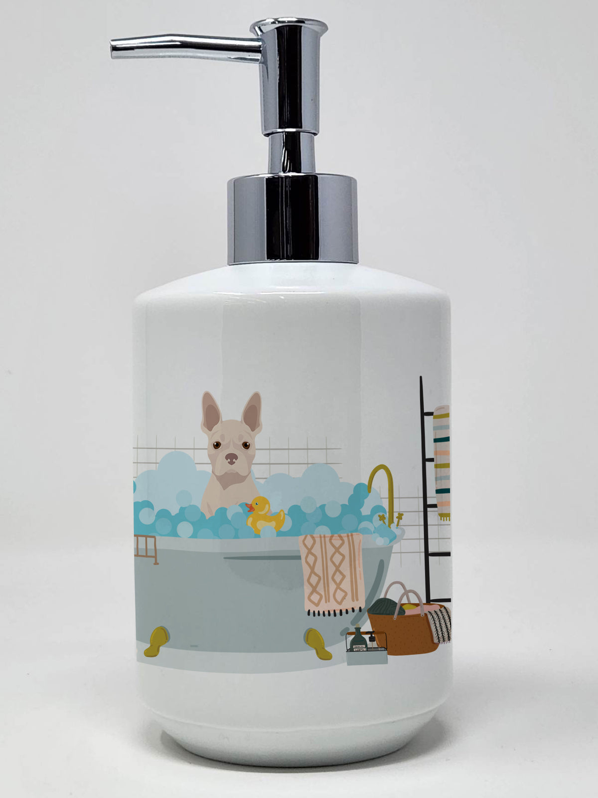 Buy this White Boston Terrier Ceramic Soap Dispenser
