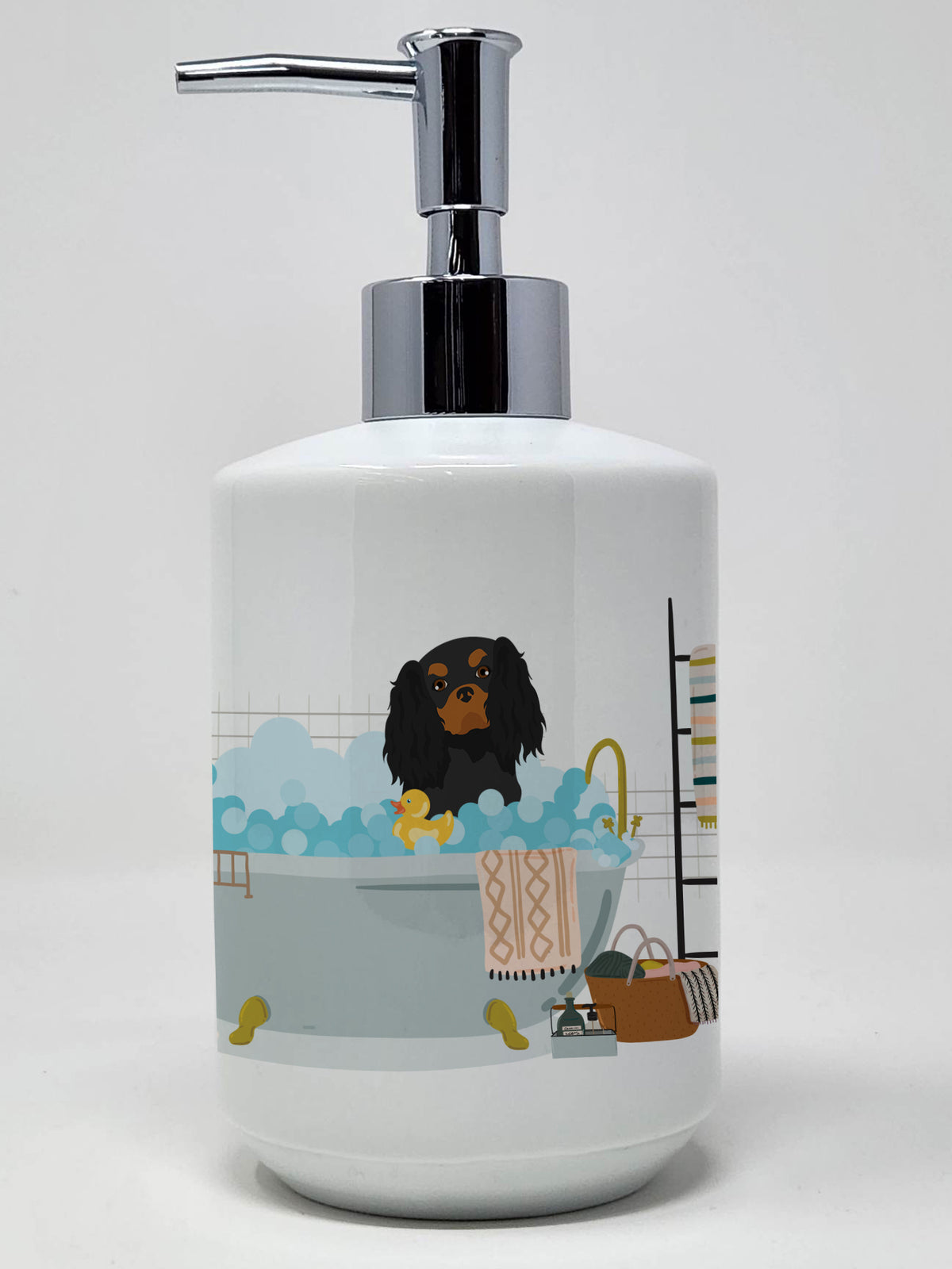 Buy this Black and Tan Cavalier Spaniel Ceramic Soap Dispenser