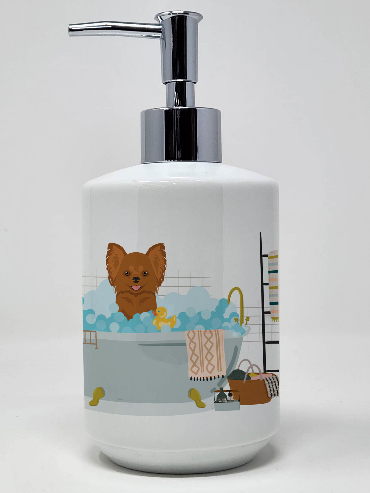 Buy this Longhaired Red Chihuahua Ceramic Soap Dispenser