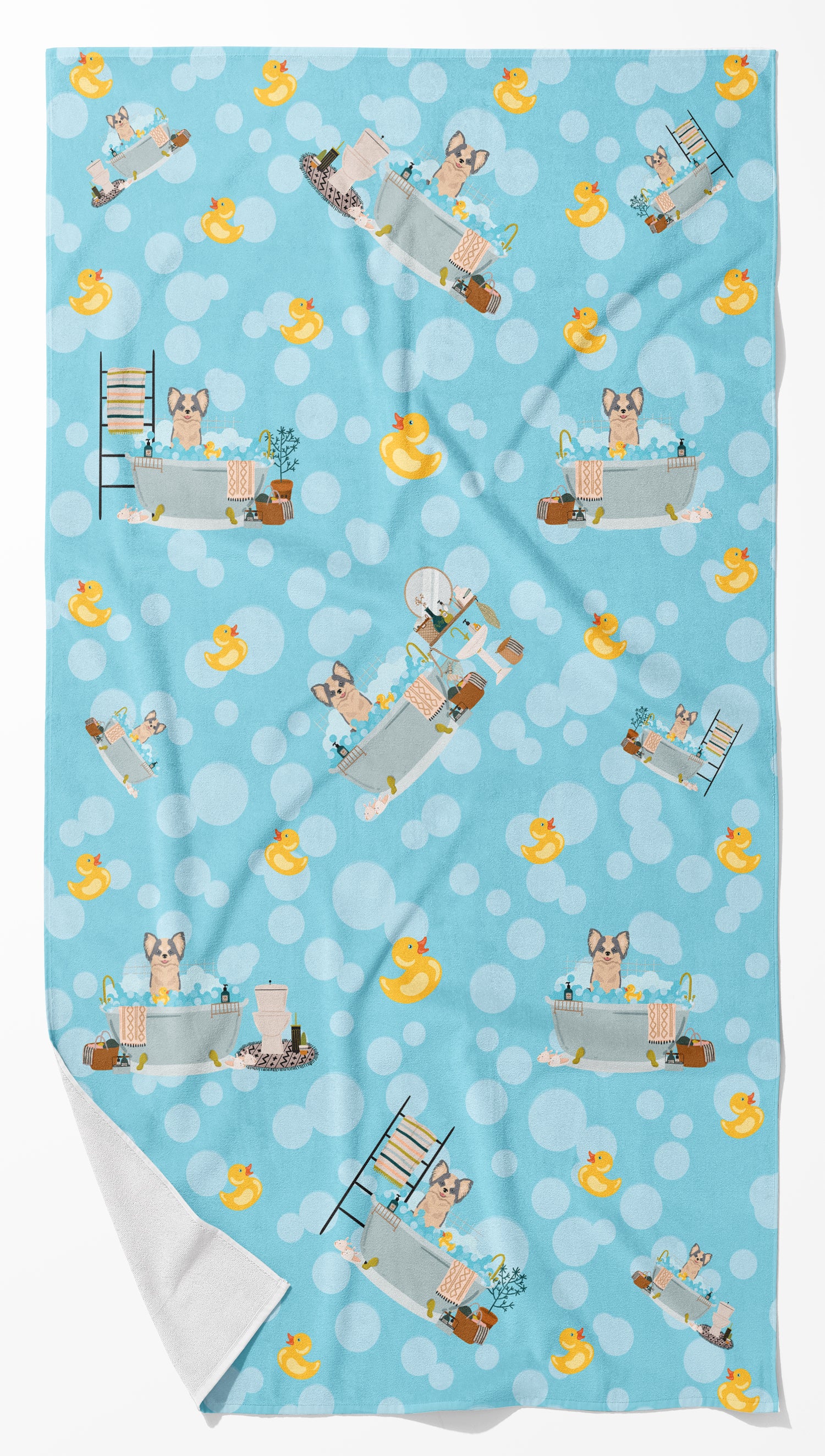 Buy this Longhaired Blue and White Chihuahua Bath Towel Large