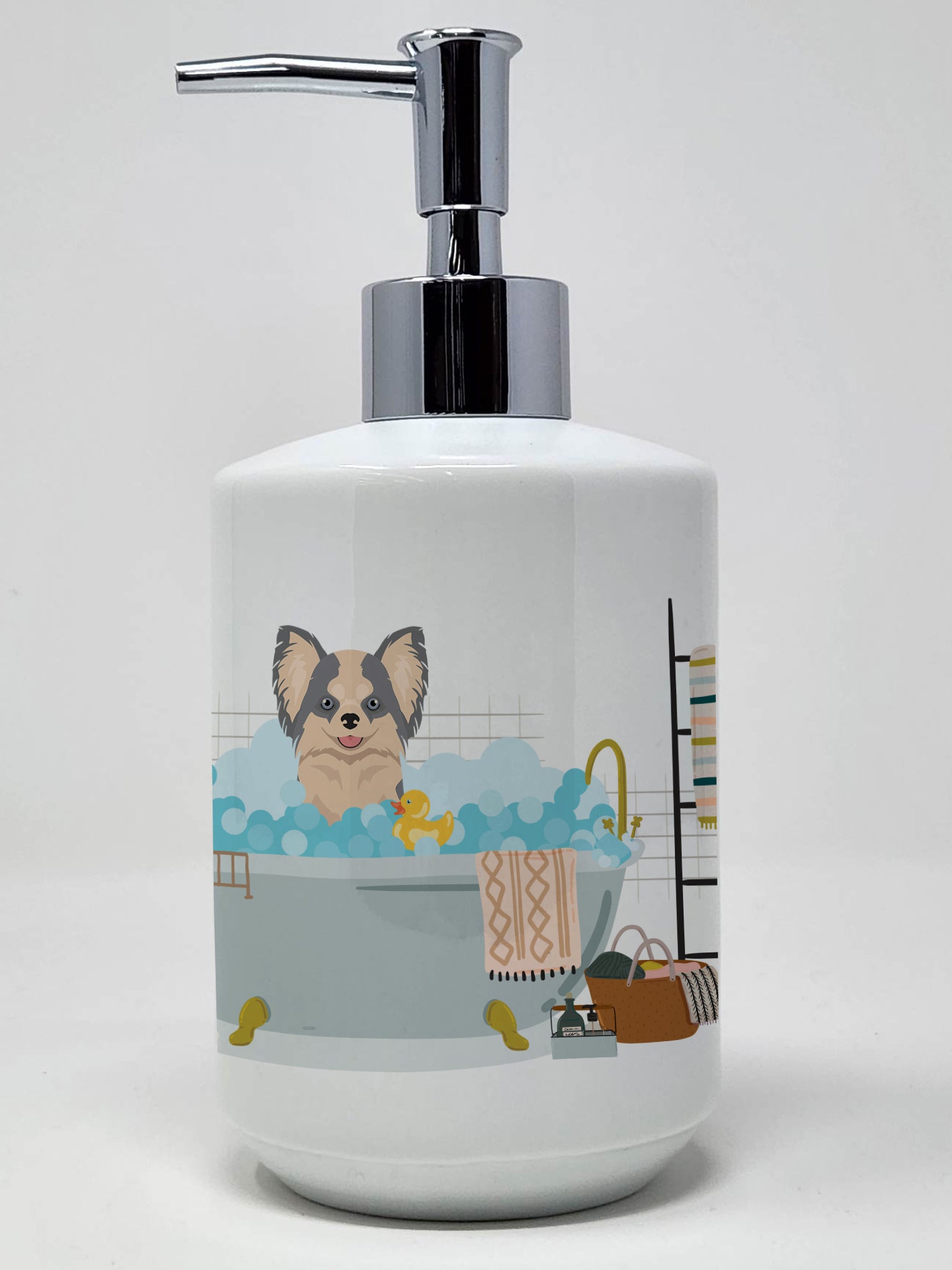 Buy this Longhaired Blue and White Chihuahua Ceramic Soap Dispenser