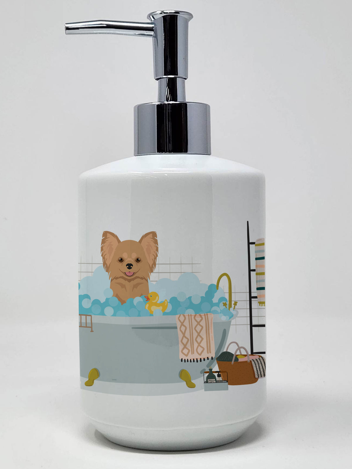Buy this Longhaired Gold Chihuahua Ceramic Soap Dispenser
