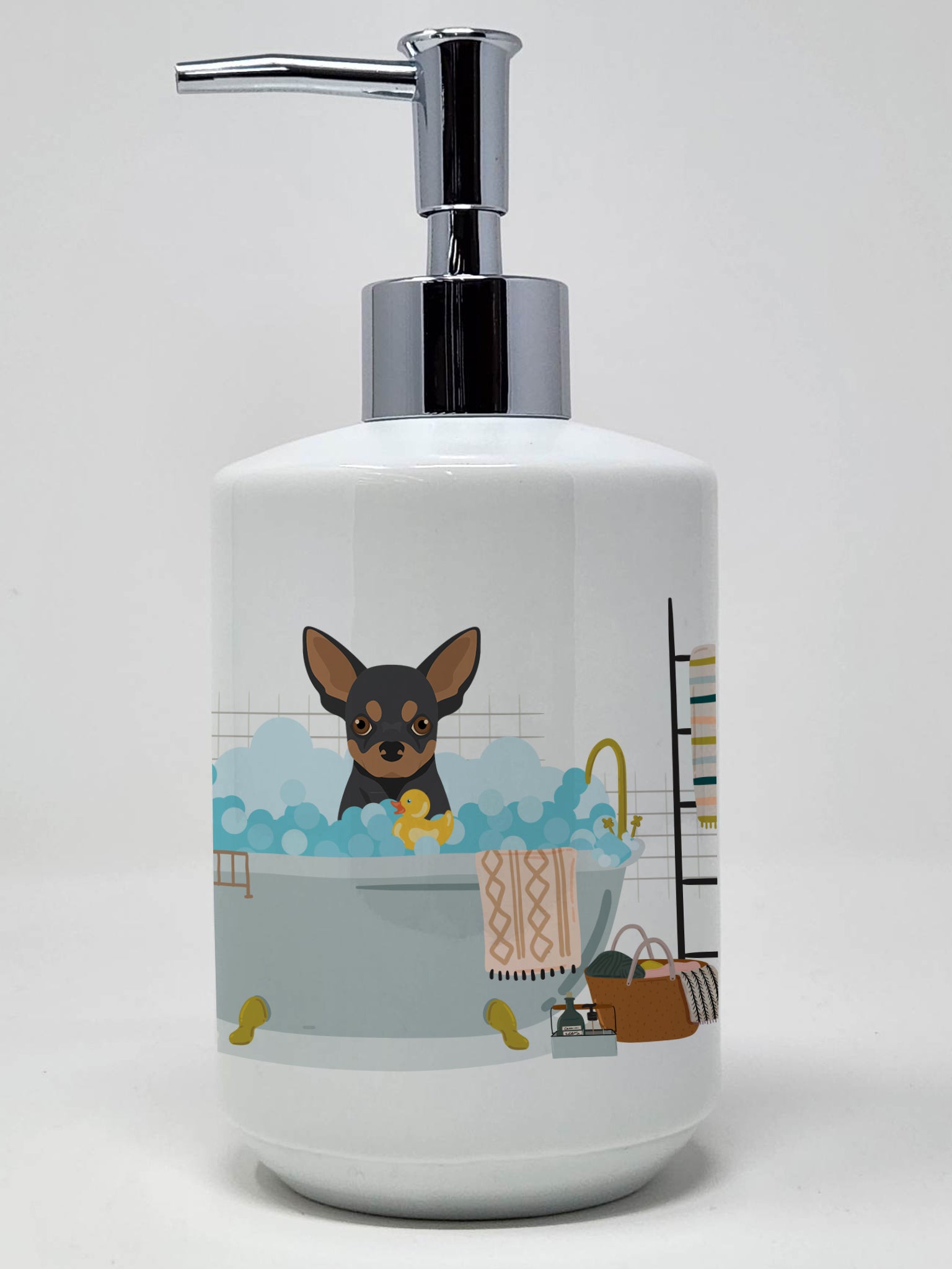 Buy this Black and Tan Chihuahua Ceramic Soap Dispenser