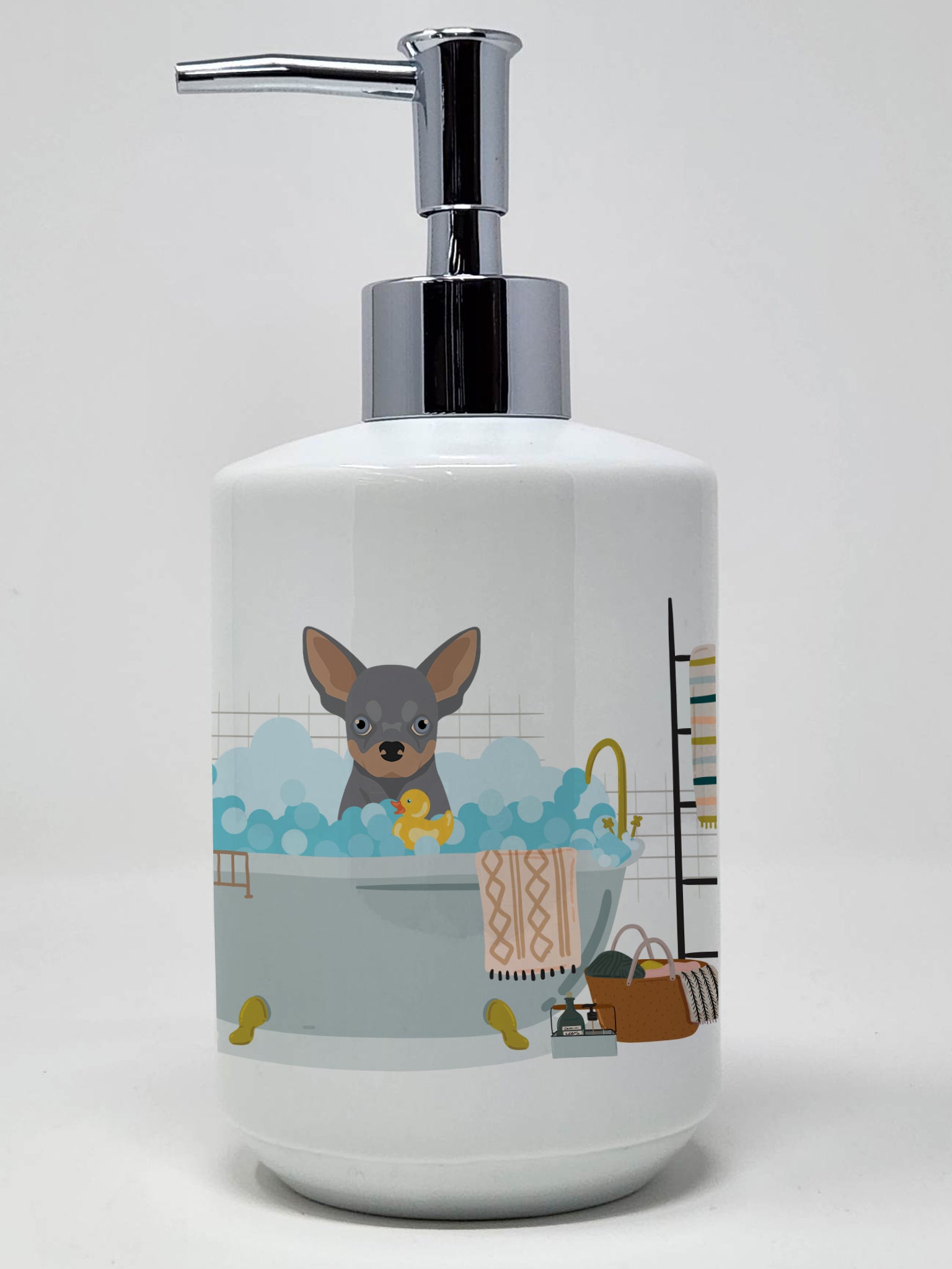 Buy this Blue and Tan Chihuahua Ceramic Soap Dispenser