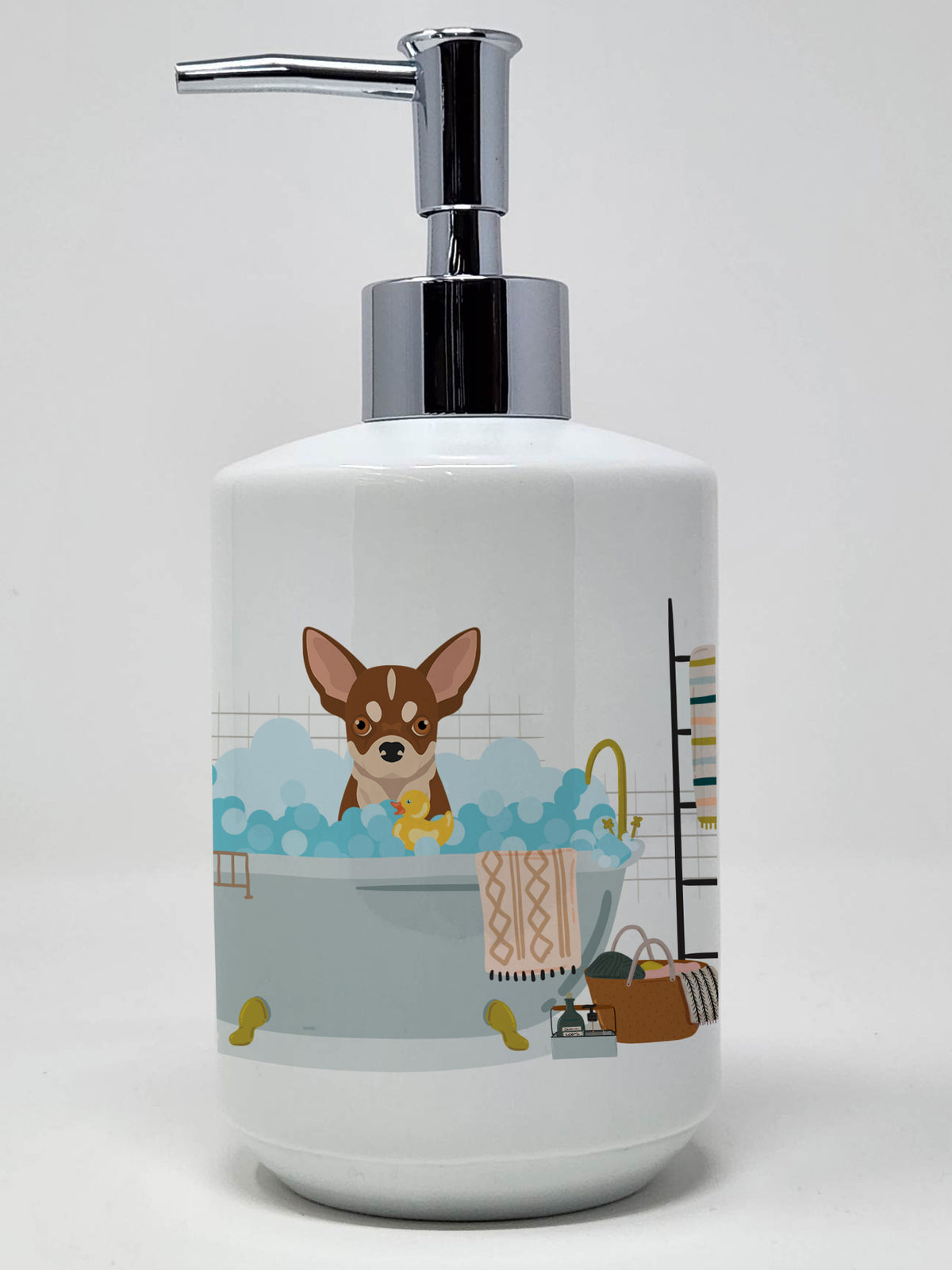 Buy this Red and White Chihuahua Ceramic Soap Dispenser