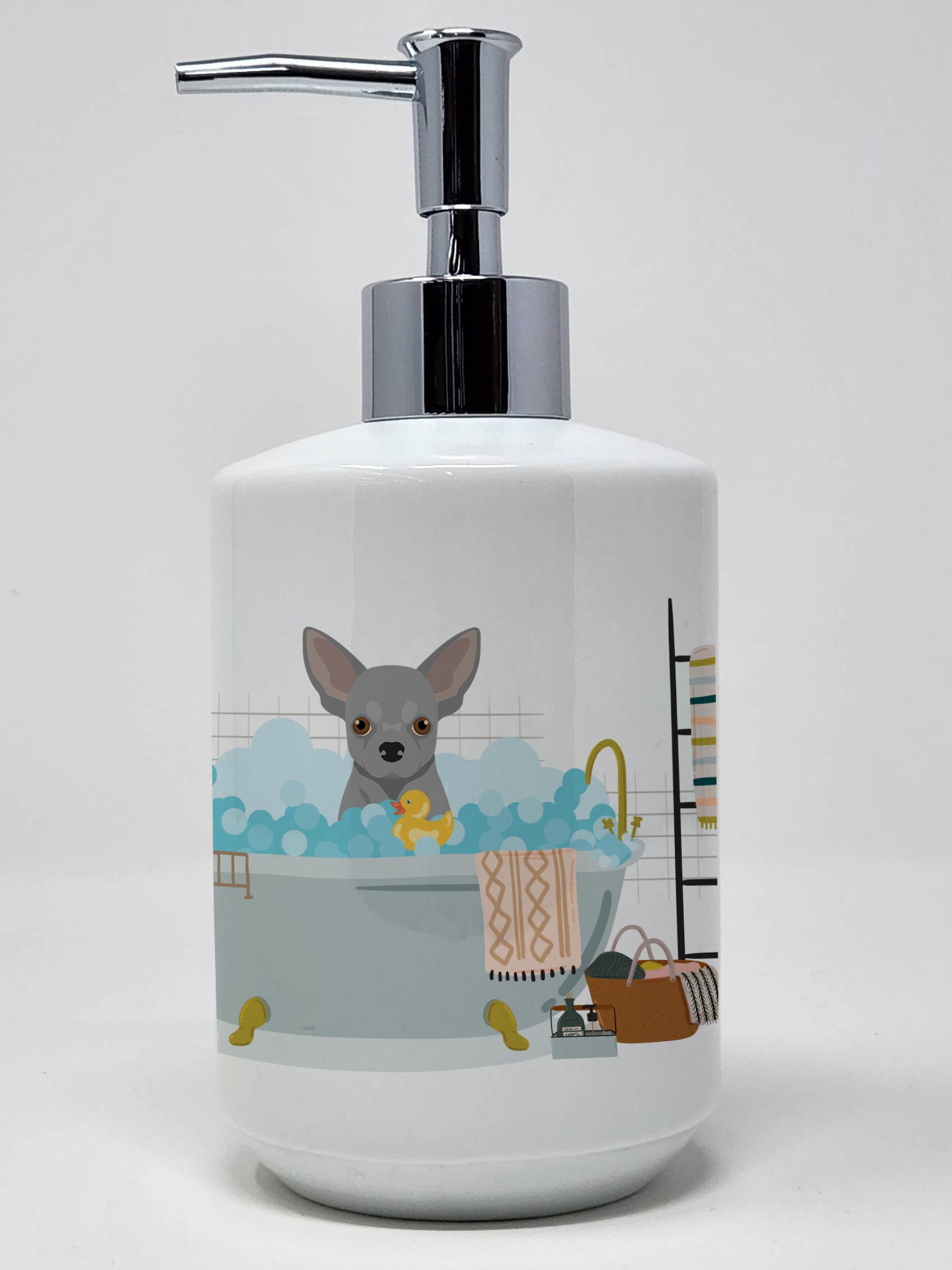 Buy this Silver Chihuahua Ceramic Soap Dispenser